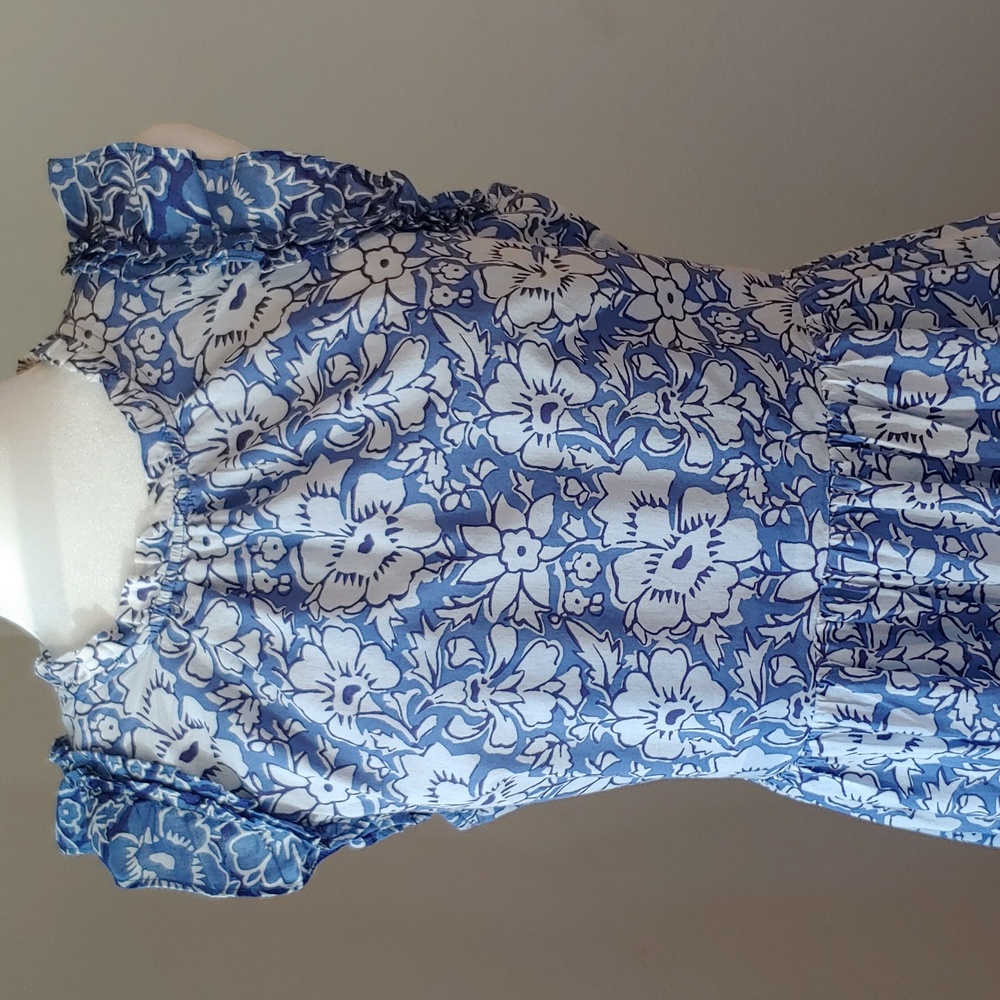 J. Crew Cotton Tiered Ruffle Midi Dress Blue Floral Women's size 10 - Picture 14 of 17